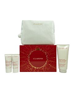 Clarins Body Care Set: Rich Body Lotion 200ml + Hand and Nail Treatment Cream 30ml + Body Scrub 30ml | Maznun Fashion