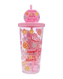 Sunkissed Love Hearts Drinking Cup Gift Set 60ml Hand Cream + 16ml Lip Butter + Drinking Cup | Maznun Fashion