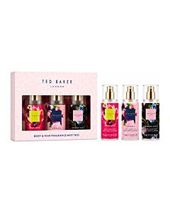 Ted Baker Fusion Body & Hair Fragrance Mist Trio Gift Set 75ml Cosmic Crush + 75ml Pink Bloom + 75ml Midnight Petal | Maznun Fashion
