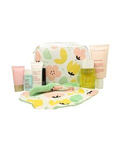 Clarins Beautiful Beginnings Gift Set 175ml Stretch Mark Expert + 30ml Exfoliating Body Scrub + 15ml Multi-Active Day Cream + 100ml  Tonic Treatment Oil + 3ml Supra Lift & Curl Mascara + Comforter | Maznun Fashion