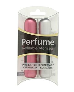 Pressit Refillable Perfume Atomiser Duo Pack - Silver & Pink-A624952 | Maznun Fashion