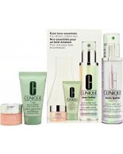 Clinique Even Tone Essentials Gift Set 50ml Even Better Clinical Radical Dark Spot Corrector + Interrupter + 30ml 7 Day Scrub Cream + 5ml All About Eyes-L924902 | Maznun Fashion