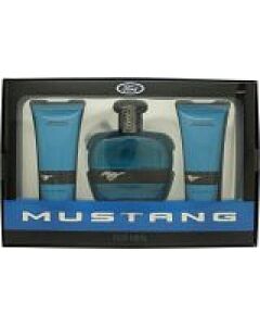Mustang Blue Gift Set 100ml EDT + 100ml Aftershave Balm + 100ml Hair & Body Wash-L724333 | Maznun Fashion