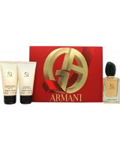 Giorgio Armani Si Gift Set 50ml EDP + 50ml Body Lotion + 50ml Shower Gel-N3074213 | Maznun Fashion