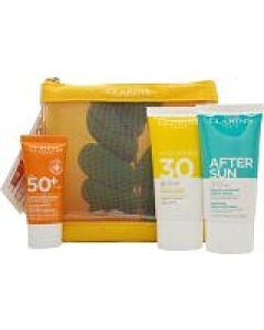 Clarins Essential Sun Care Travel Set 50ml Very High Protection Sun CreamSPF50 + 15ml Gentle Peeling + 75ml Soothing After Sun Balm-N9419213
