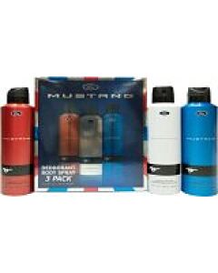 Mustang Ford Deodorant Spray Gift Set 200ml Red + 200ml White + 200ml Blue-P559231 | Maznun Fashion