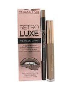 Makeup Revolution Retro Luxe Metallic Lip Kit 1g Lip Pencil + 5.5ml Liquid Lipstick - Sovereign-D7326110 | Maznun Fashion