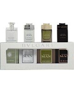 Bvlgari Miniatures For Him Gift Set 5ml Pour Homme EDT + 5ml Man Rain Essence EDP + 5ml Man Wood Essence EDP + 5ml Man In Black EDP-P961231 | Maznun Fashion