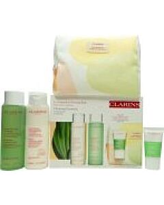 Clarins Cleansing Essentials Gift Set 200ml Cleansing Milk + 200ml Toning Lotion + 15ml Pure Scrub + Bag-J560381 | Maznun Fashion