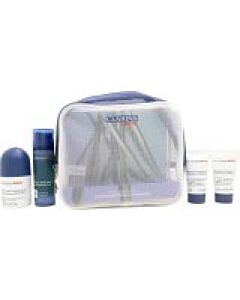 Clarins Men Gift Set: Super Moisture Gel 50ml + Deodorant Roll On 50ml + Shampoo and Shower Gel 30ml + Active Face Wash 30ml-L526584 | Maznun Fashion