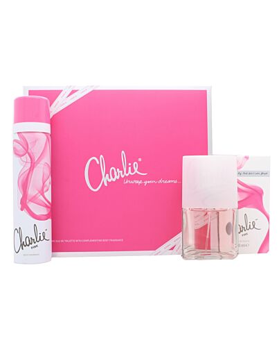 Revlon Charlie Pink Gift Set 30ml EDT Spray + 75ml Body Spray-F85851