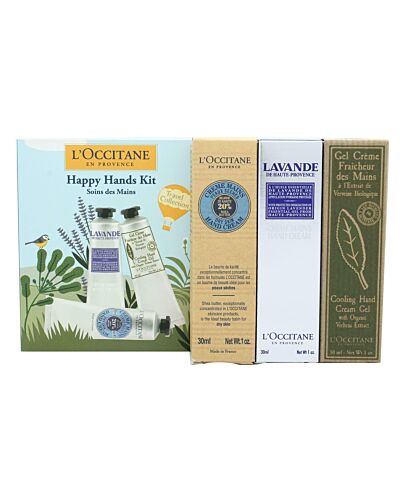 L'Occitane Happy Hands Gift Set  2x30ml Shea Butter Hand Cream + 2x30ml Lavendar Hand Cream + 2x30ml Verbena Cooling Hand Cream Gel-N200216
