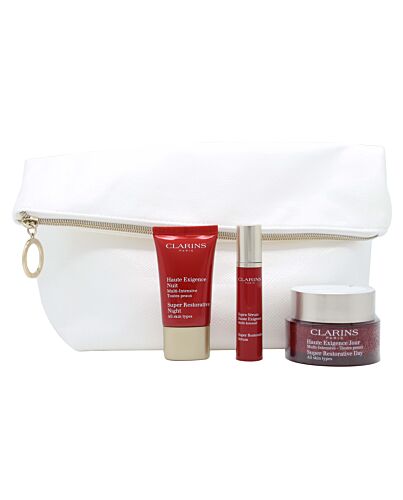 Clarins Haute Exigence Gift Set 50ml Super Restorative Day Cream + 15ml Super Restorative Night Cream + 10ml Super Restorative Serum + Pouch-Q291007