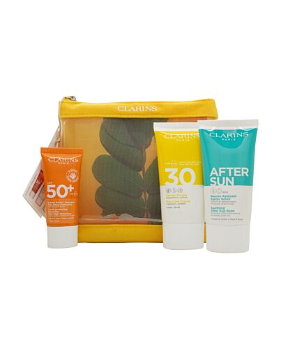 Clarins Essential Sun Care Travel Set 50ml Very High Protection Sun CreamSPF50 + 15ml Gentle Peeling + 75ml Soothing After Sun Balm-N9419213