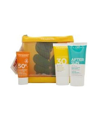 Clarins Essential Sun Care Travel Set 30ml Very High Protection Sun CreamSPF50 + 75ml Sun Care Cream + 75ml Soothing After Sun Balm-N9419213 | Maznun Fashion