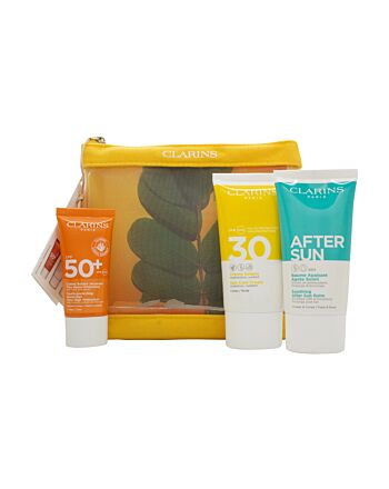 Clarins Essential Sun Care Travel Set 50ml Very High Protection Sun CreamSPF50 + 15ml Gentle Peeling + 75ml Soothing After Sun Balm-N9419213