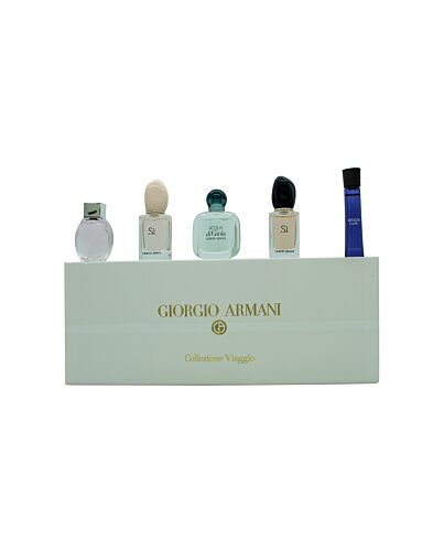 Giorgio Armani Miniature Gift Set for Her 3ml Code Femme EDP + 5ml Emporio Diamonds Rose EDP + 5ml Acqua di Gioia EDP + 7ml Armani Si EDP + 7ml Armani Si EDT-S863190 | Maznun Fashion