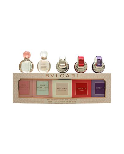 Bvlgari The Women's Gift Collection 5ml Rose Goldea EDP + 5ml Rose Goldea Blossom Delight EDP + 5ml Omnia Crystalline EDT + 5ml Omnia Amethyste EDT + 5ml Omnia Coral EDT-V101634 | Maznun Fashion