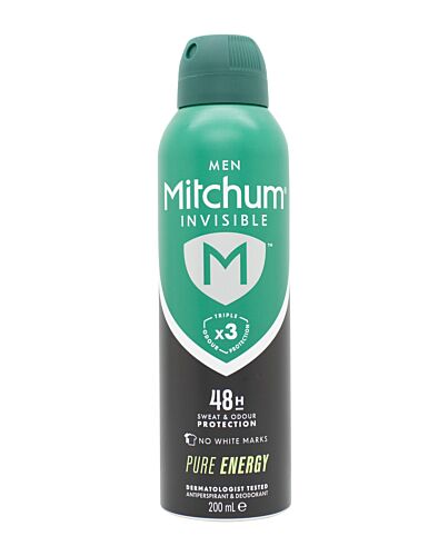 Mitchum Invisible 48hr Pure Energy Antiperspirant Deodorant Spray 200ml | Maznun Fashion