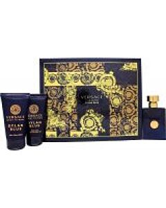 Versace Pour Homme Dylan Blue Gift Set 50ml EDT + 50ml Aftershave Balm + 50ml Perfumed Bath & Shower Gel-E931536 | Maznun Fashion