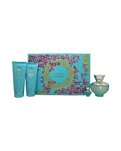 Versace Pour Femme Dylan Turquoise Gift Set 100ml EDT + 100ml Shower Gel + 100ml Body Lotion + 5ml EDT-D046841 | Maznun Fashion