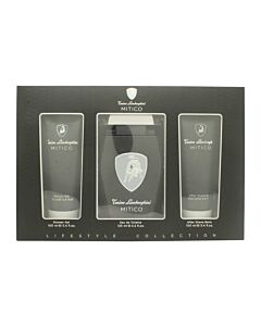 Lamborghini Mitico Gift Set 125ml EDT + 100ml Shower Gel + 100ml Aftershave Balm | Maznun Fashion