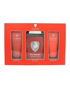 Lamborghini Sportivo Gift Set 125ml EDT Spray + 100ml Shower Gel + 100ml Aftershave Balm | Maznun Fashion