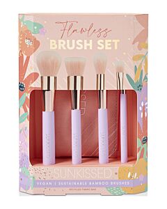 Sunkissed Flawless Brush Set 5 Pieces (This set contains:Blusher BrushPowder BrushBlending BrushEyeshadow BrushCosmetic Bag) | Maznun Fashion