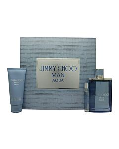 Jimmy Choo Man Aqua Gift Set 100ml EDT + 100ml Shower Gel + 7.5ml EDT | Maznun Fashion