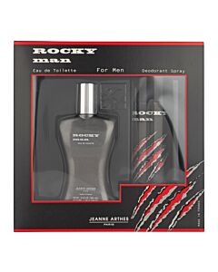 Jeanne Arthes Rocky Man Gift Set 100ml EDT + 200ml Deodorant Spray | Maznun Fashion