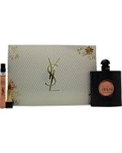Yves Saint Laurent Black Opium Gift Set 90ml EDP + 10ml EDP + Mini Rouge Pur Couture Lipstick Nu Muse-J536781 | Maznun Fashion
