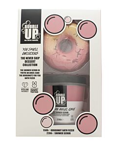 Bubble Up Never Skip Dessert Gift Set 220g Shower Scrub + 150g Donut Bath Fizzer | Maznun Fashion
