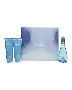 Davidoff Cool Water Woman Gift Set 100ml EDT + 75ml Body Lotion + 75ml Shower Gel | Maznun Fashion
