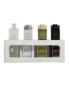 Bvlgari Miniatures For Him Gift Set 5ml Pour Homme EDT + 5ml Man Rain Essence EDP + 5ml Man Wood Essence EDP + 5ml Man In Black EDP | Maznun Fashion