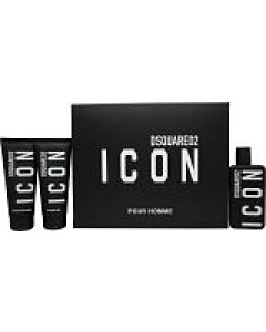 DSquared² Icon Pour Homme  Gift Set 100ml EDP + 100ml Shower Gel + 100ml Aftershave Balm-J648081 | Maznun Fashion