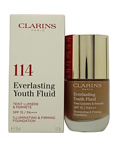 Clarins Everlasting Youth Fluid Foundation SPF15 30ml - 114 Cappuccino | Maznun Fashion